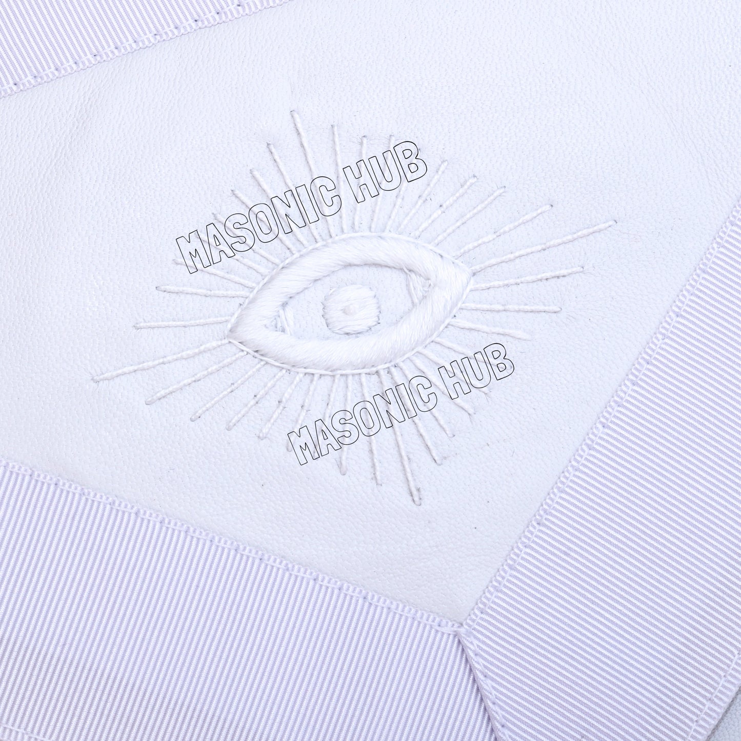 Masonic Past Master 100% Lambskin Apron All White Hand Embroidered