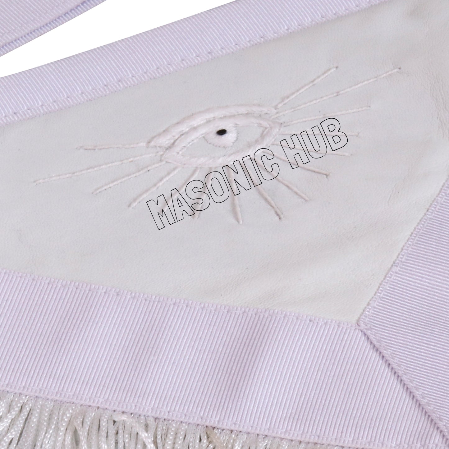 Masonic Past Master Apron – 100% Lambskin with Sun & White Fringe (Hand Embroidered)