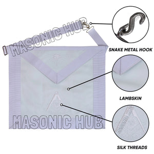 Masonic Past Master Apron – All White, 100% Lambskin, Hand Embroidered Masonic Hub