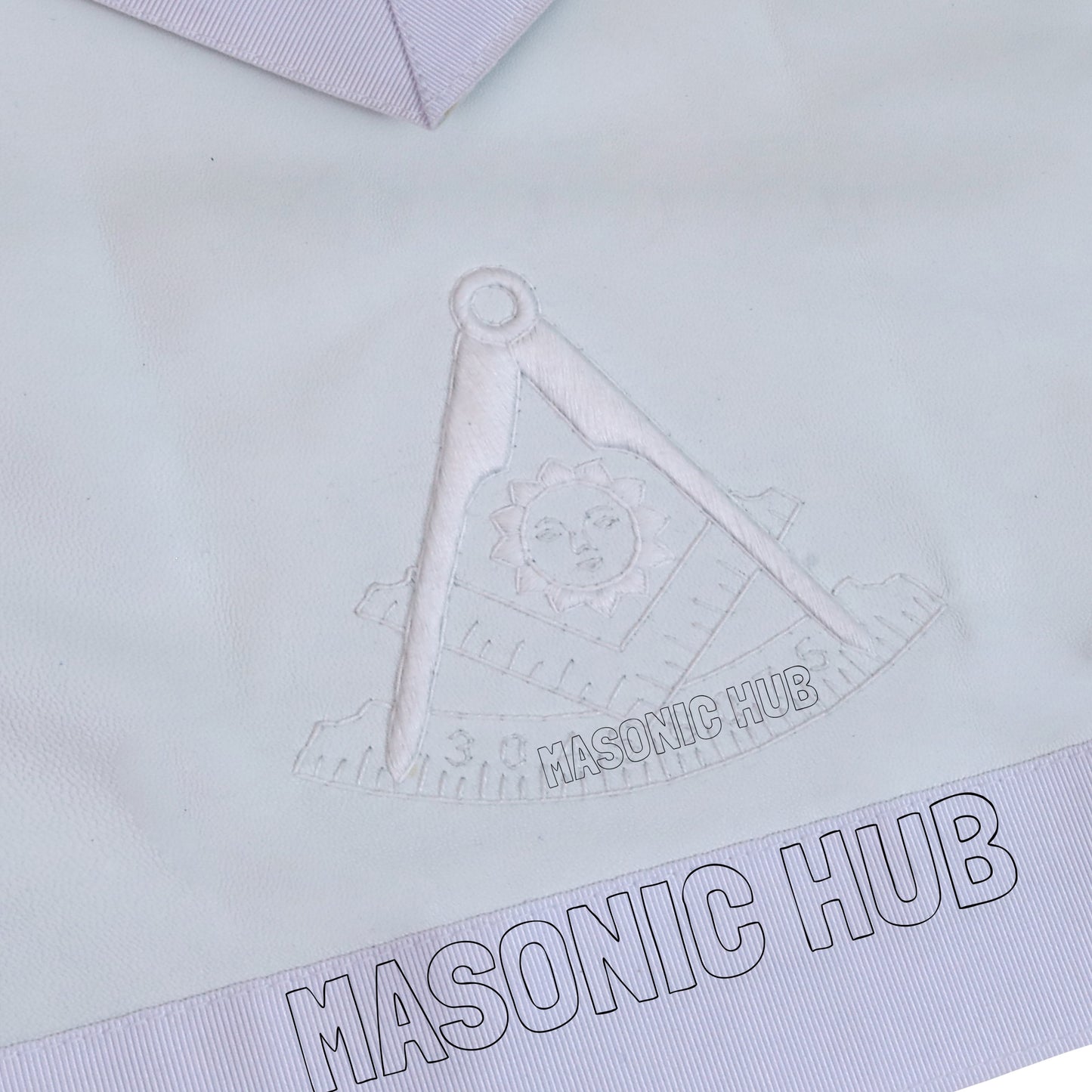 Masonic Past Master Apron – All White, 100% Lambskin, Hand Embroidered