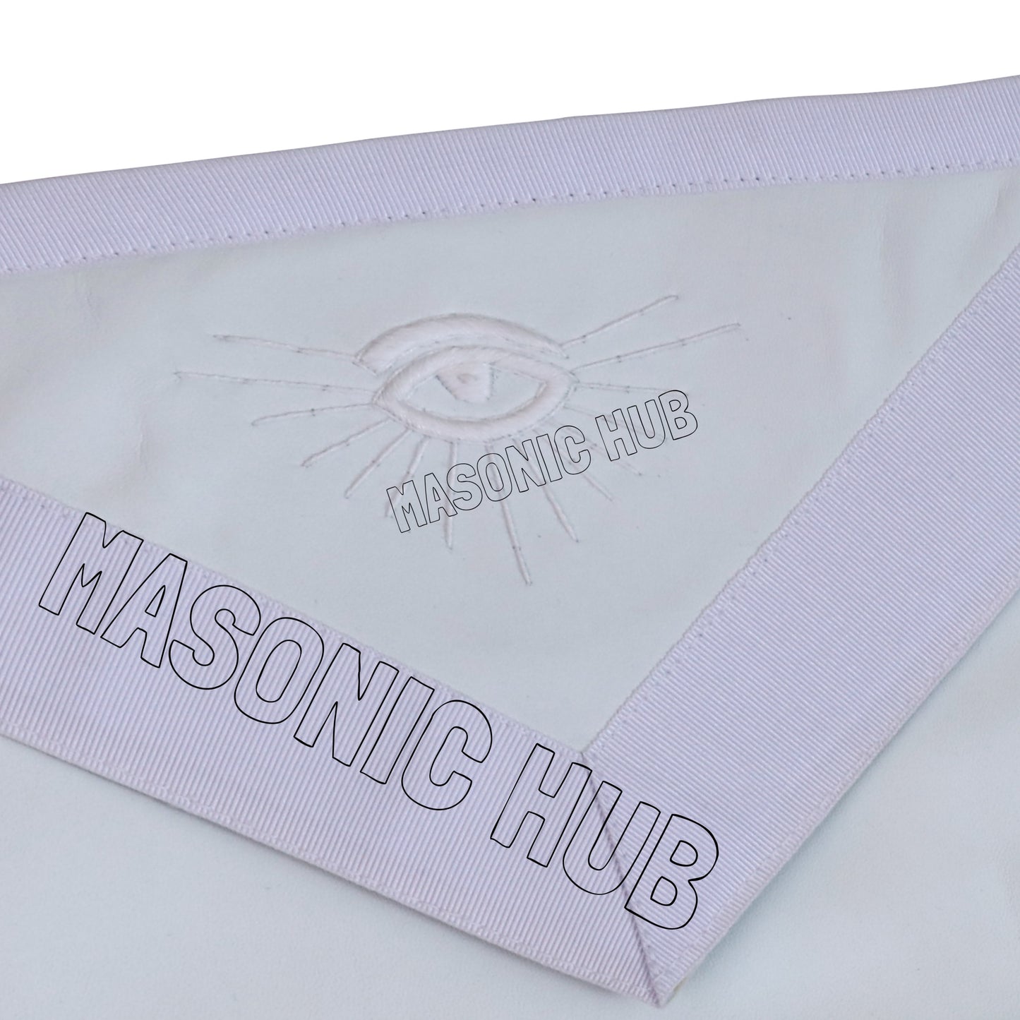 Masonic Past Master Apron – All White, 100% Lambskin, Hand Embroidered