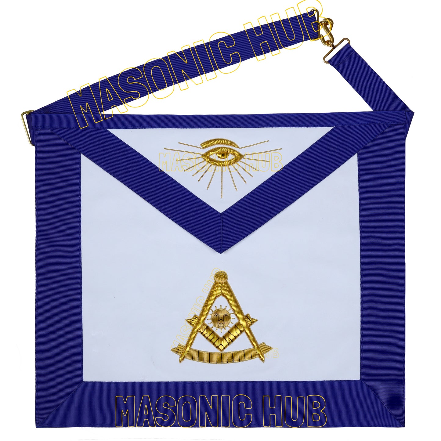 Handcrafted 100% Lambskin Blue Lodge Past Master Apron with Gold Bullion Threads