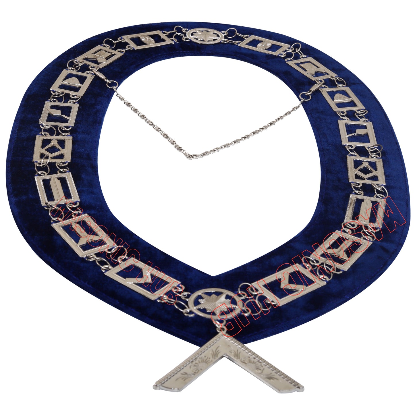 Masonic Worshipful Master Silver Jewel Collar & Embroidered Sheep Apron