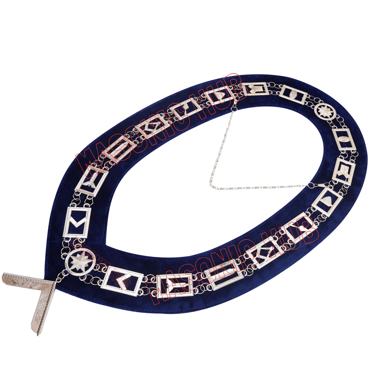 Masonic Worshipful Master Silver Jewel Collar & Embroidered Sheep Apron