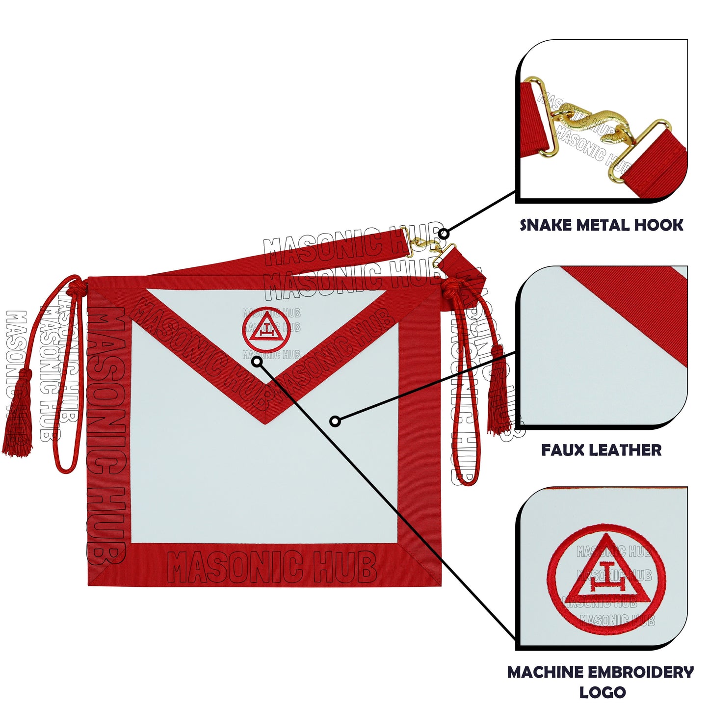 Handcrafted Masonic Royal Arch Apron – Machine Embroidered Members Regalia