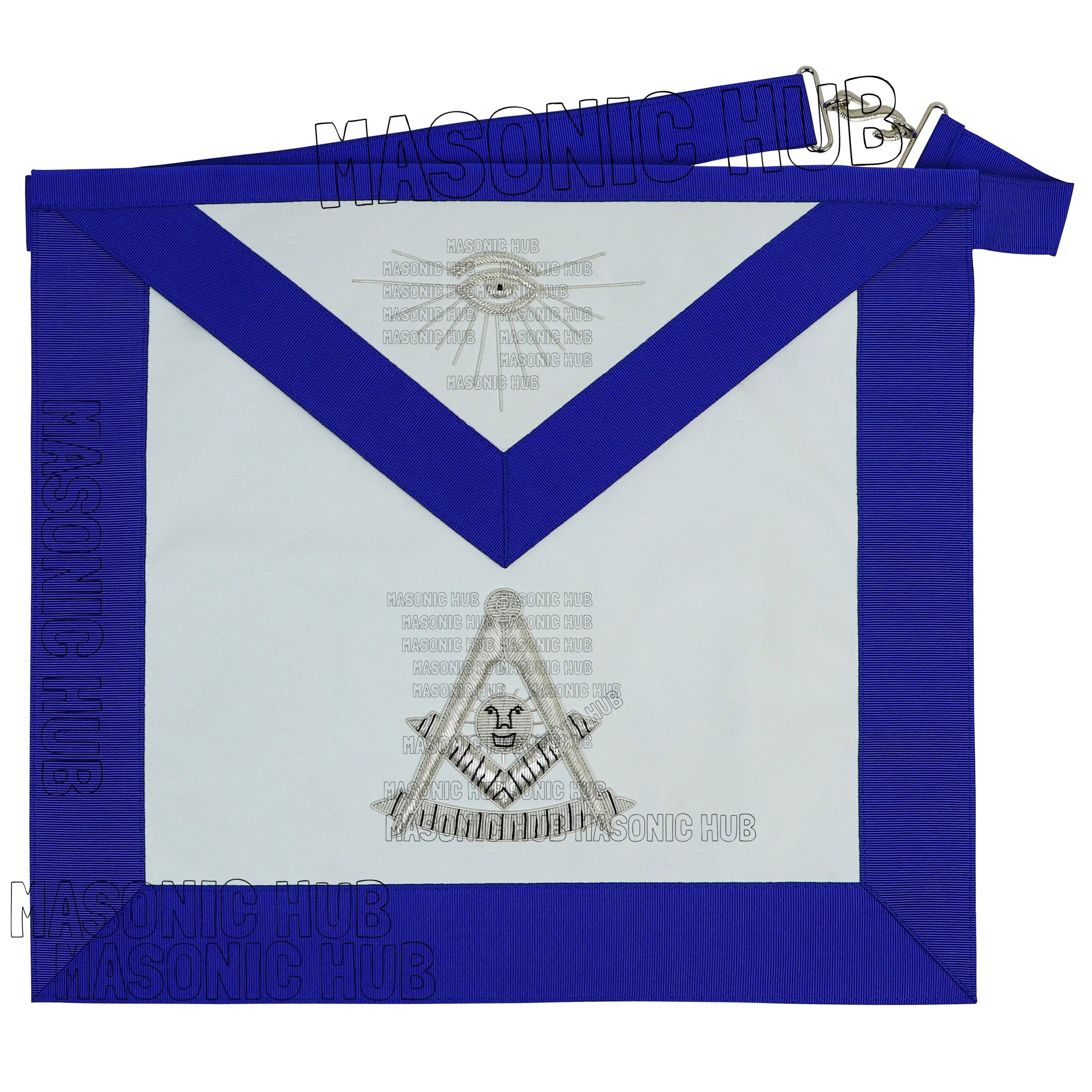 Handcrafted 100% Lambskin Blue Lodge Past Master Apron with Gold Bullion Threads Masonic Hub
