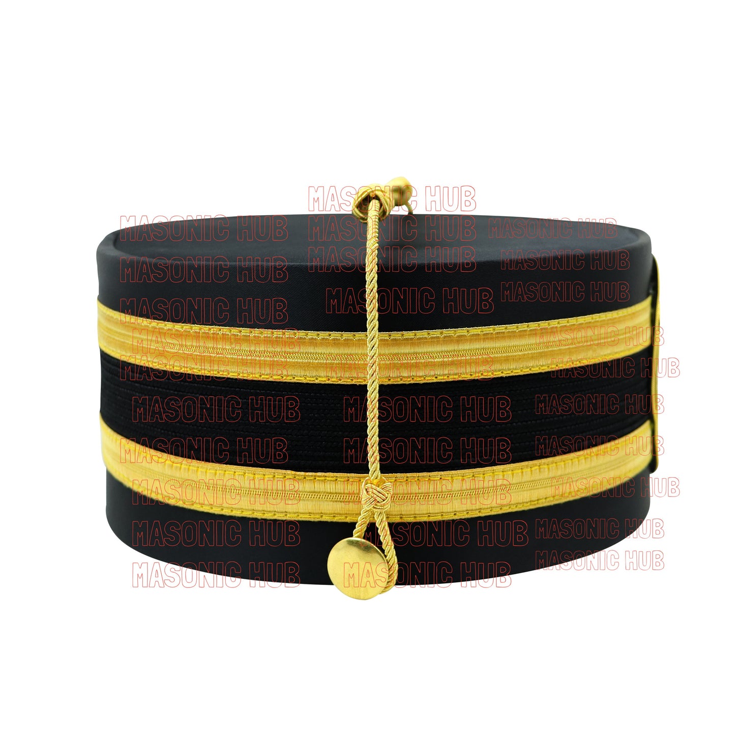 Knights Templar Black Satin Cap with Gold Braid - Masonic Freemason Hat ( B )