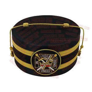 Knights Templar Black Satin Cap with Gold Braid - Masonic Freemason Hat ( B ) Masonic Hub
