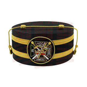 Knights Templar Black Satin Cap with Gold Braid - Masonic Freemason Hat ( B ) Masonic Hub