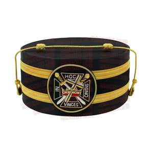 Knights Templar Black Satin Cap with Gold Braid - Masonic Freemason Hat ( B ) Masonic Hub