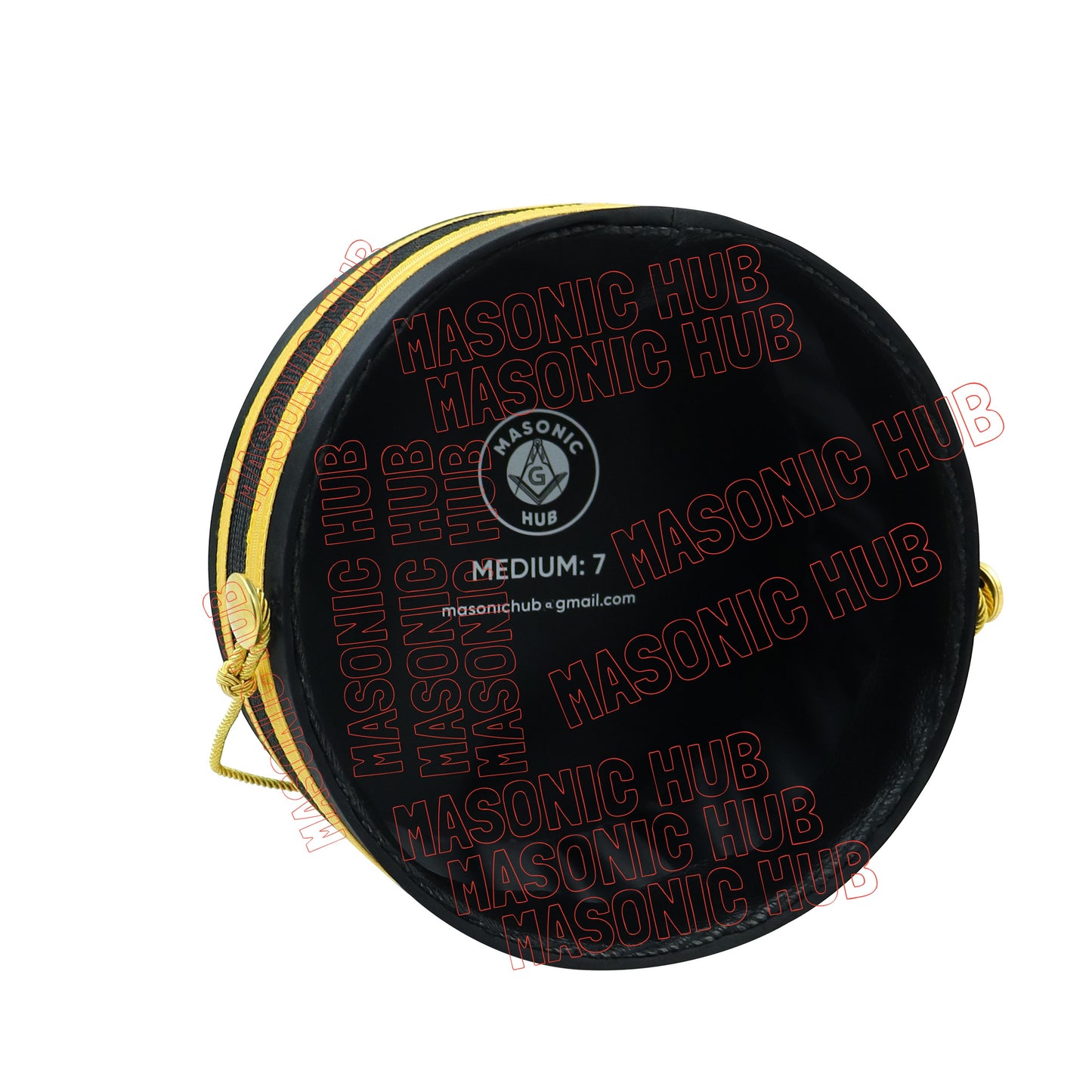 Knights Templar Black Satin Cap with Gold Braid - Masonic Freemason Hat ( B )