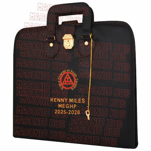 Custom Masonic Royal Arch Hand-Embroidered Apron Case with Handle - RED VELVET My Store