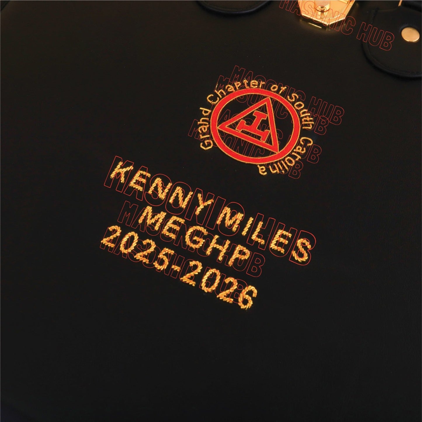 Custom Masonic Royal Arch Hand-Embroidered Apron Case with Handle - RED VELVET
