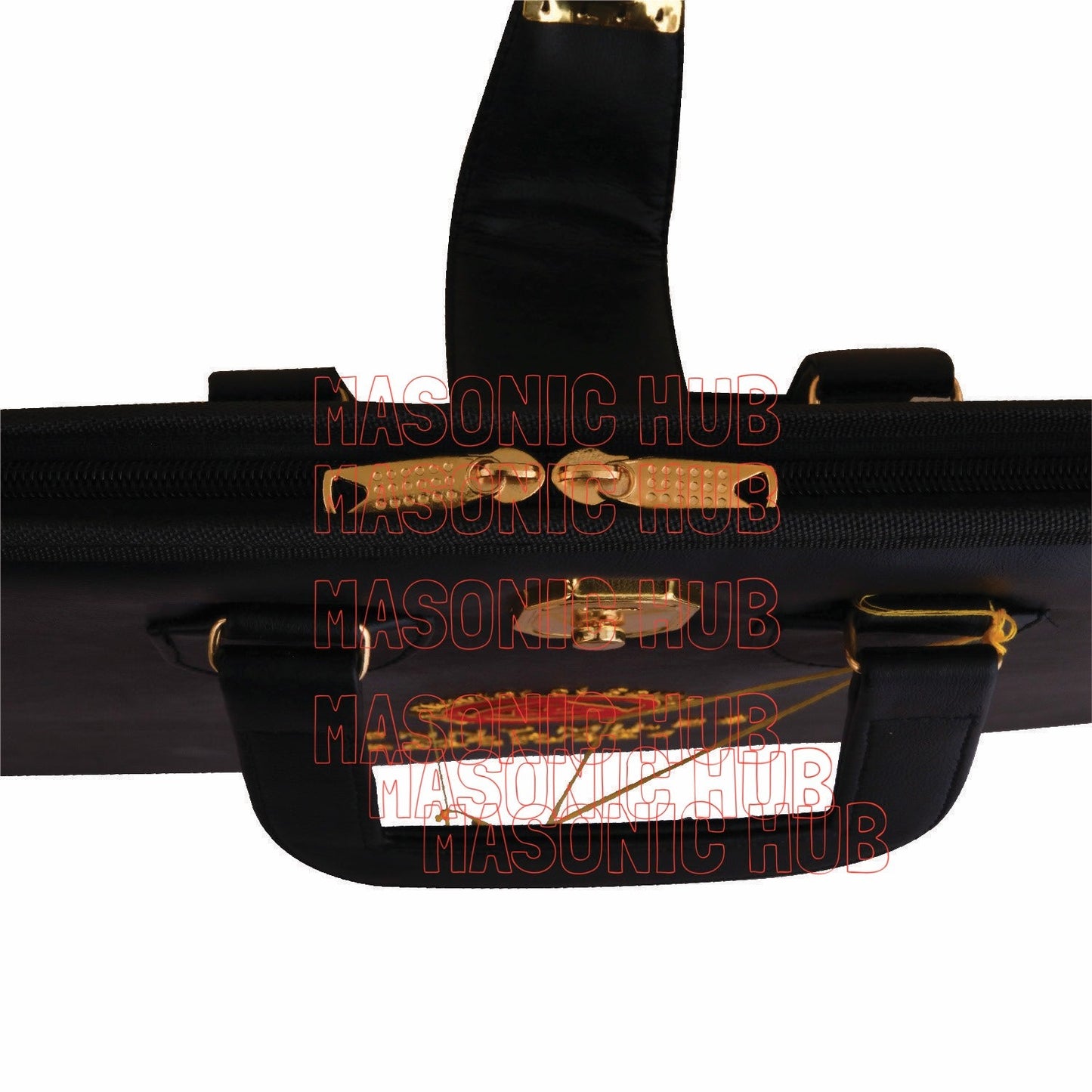 Custom Masonic Royal Arch Hand-Embroidered Apron Case with Handle - RED VELVET