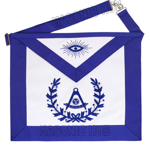 Handcrafted 100% Lambskin Past Master Masonic Apron with Blue Wreath Emblem Masonic Hub