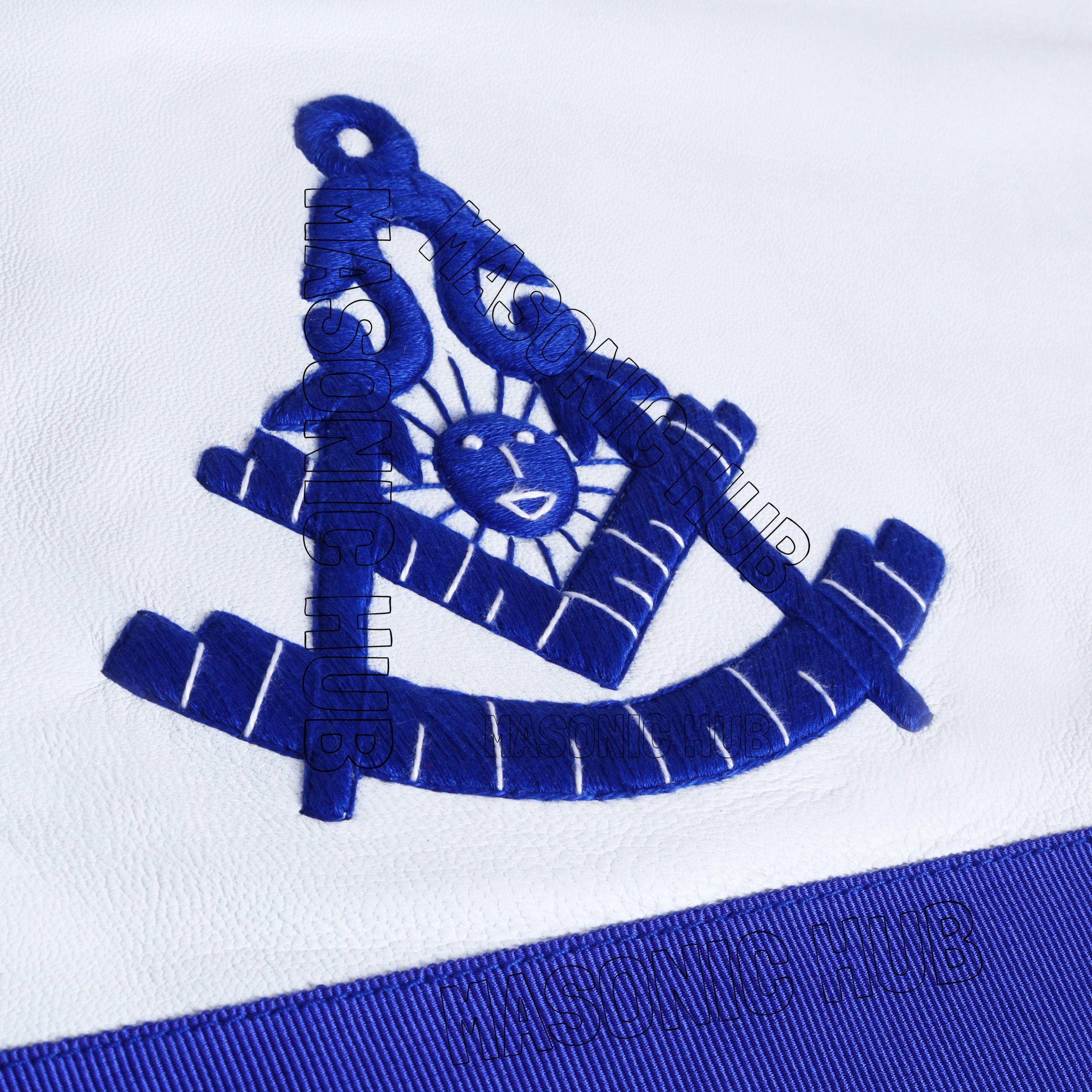 100% Lambskin MASONIC PAST MASTER APRON Handcrafted with Blue Silk Threads Masonic Hub