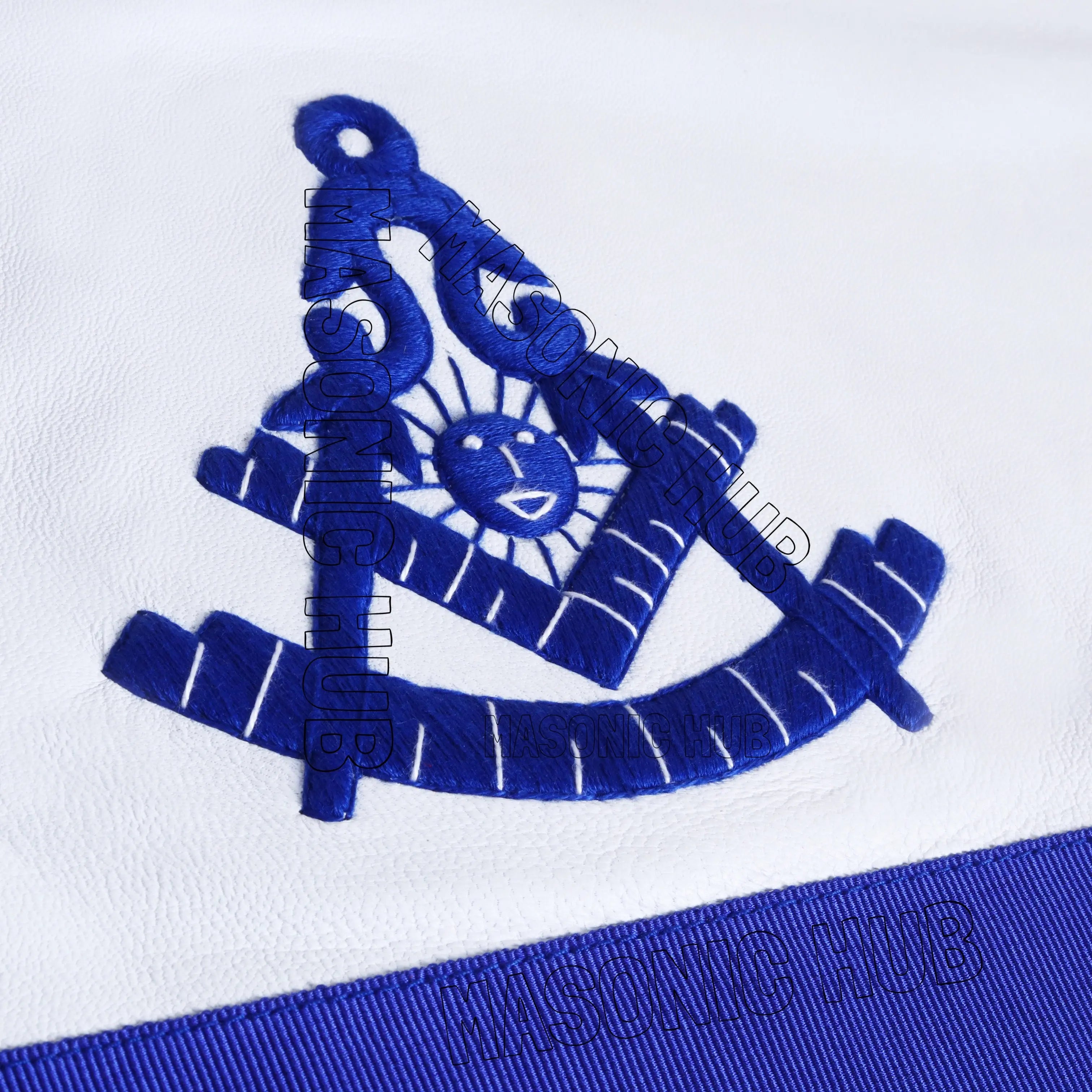 100% Lambskin MASONIC PAST MASTER APRON Handcrafted with Blue Silk Threads Masonic Hub