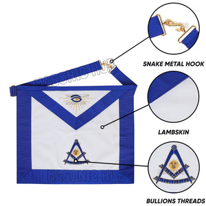 Handmade Lambskin Masonic Past Master Apron with Golden Bullion & Silk Threads Masonic Hub
