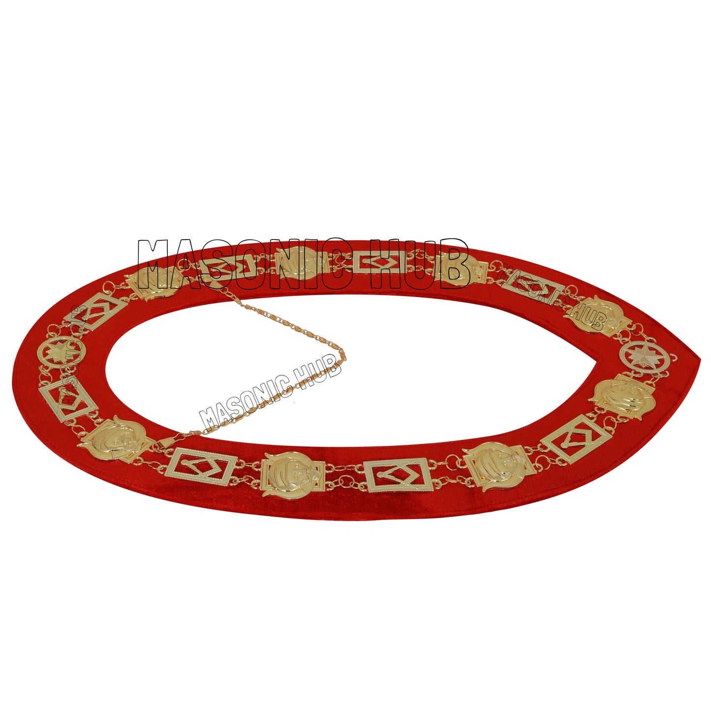 Masonic Grotto Chain Collar – Gold Plated with Velvet Backing