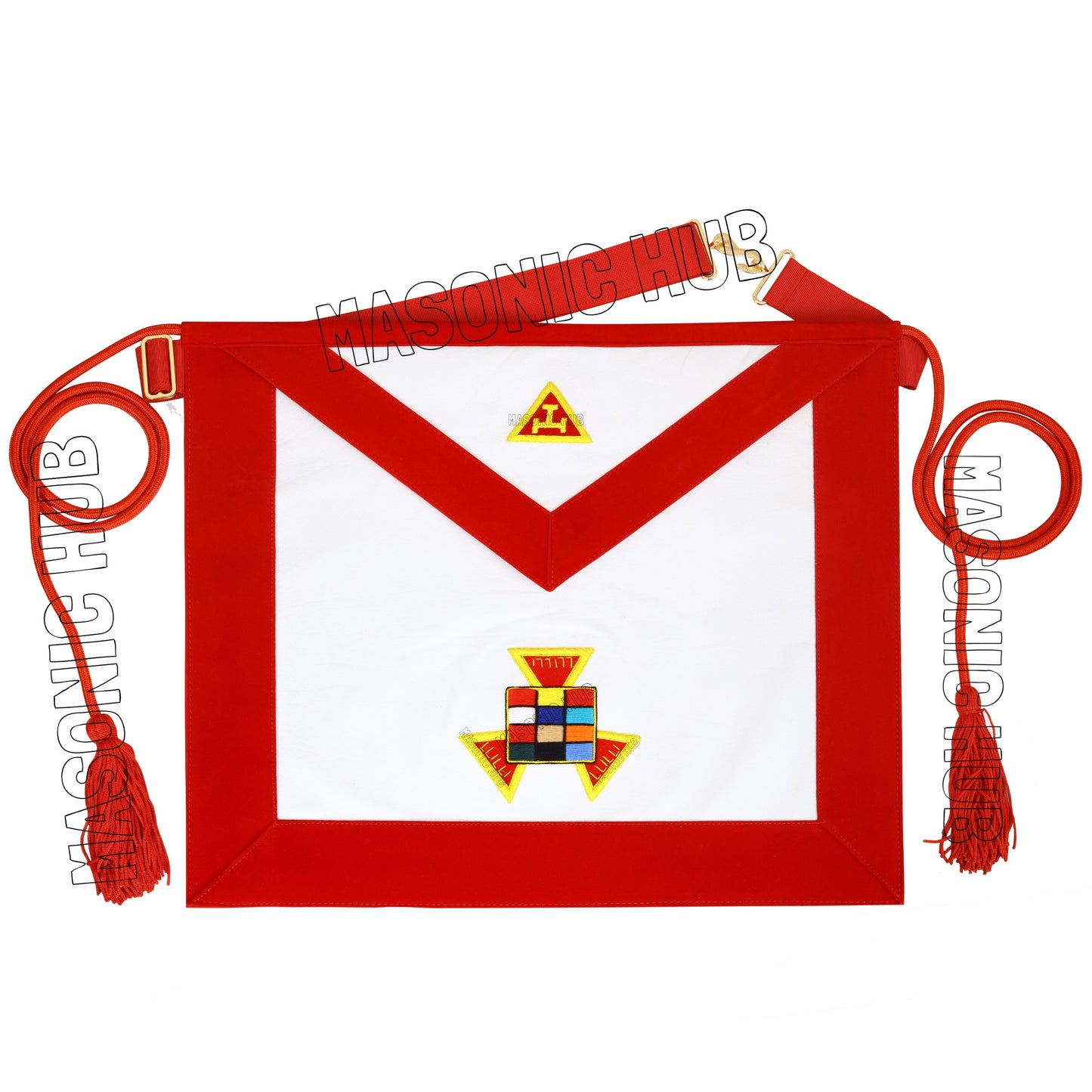 Handcrafted Lambskin Masonic Royal Arch Past High Priest PHP Apron with Cords