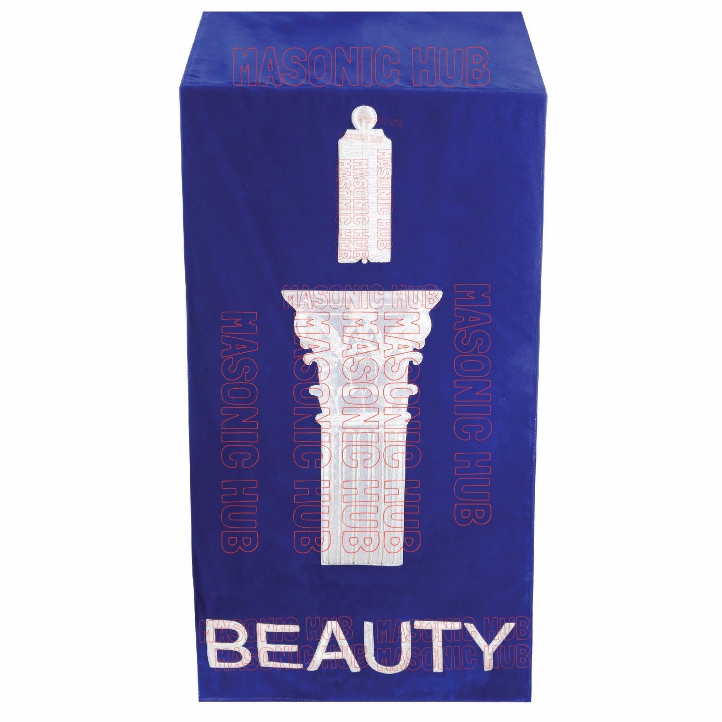 Handcrafted Velvet Masonic Blue Lodge Pedestal Covers with Pillars– Set of Three