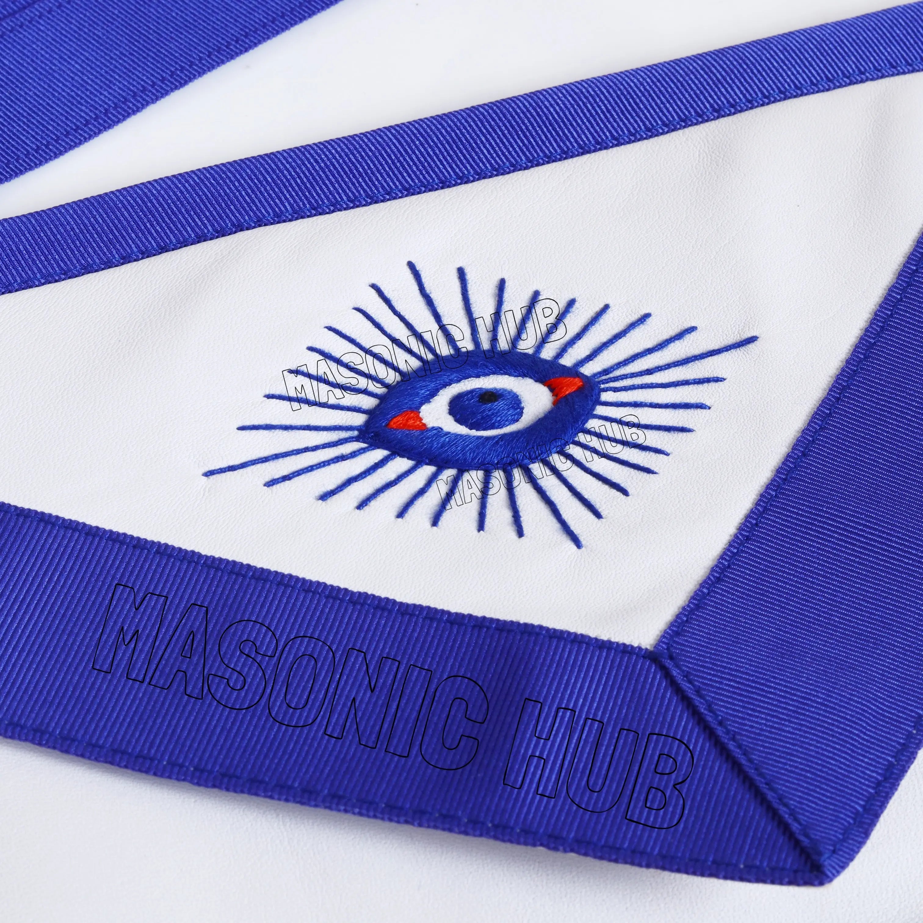 Handcrafted Lambskin Masonic Blue Lodge Past Master Apron with Golden Bullion Masonic Hub