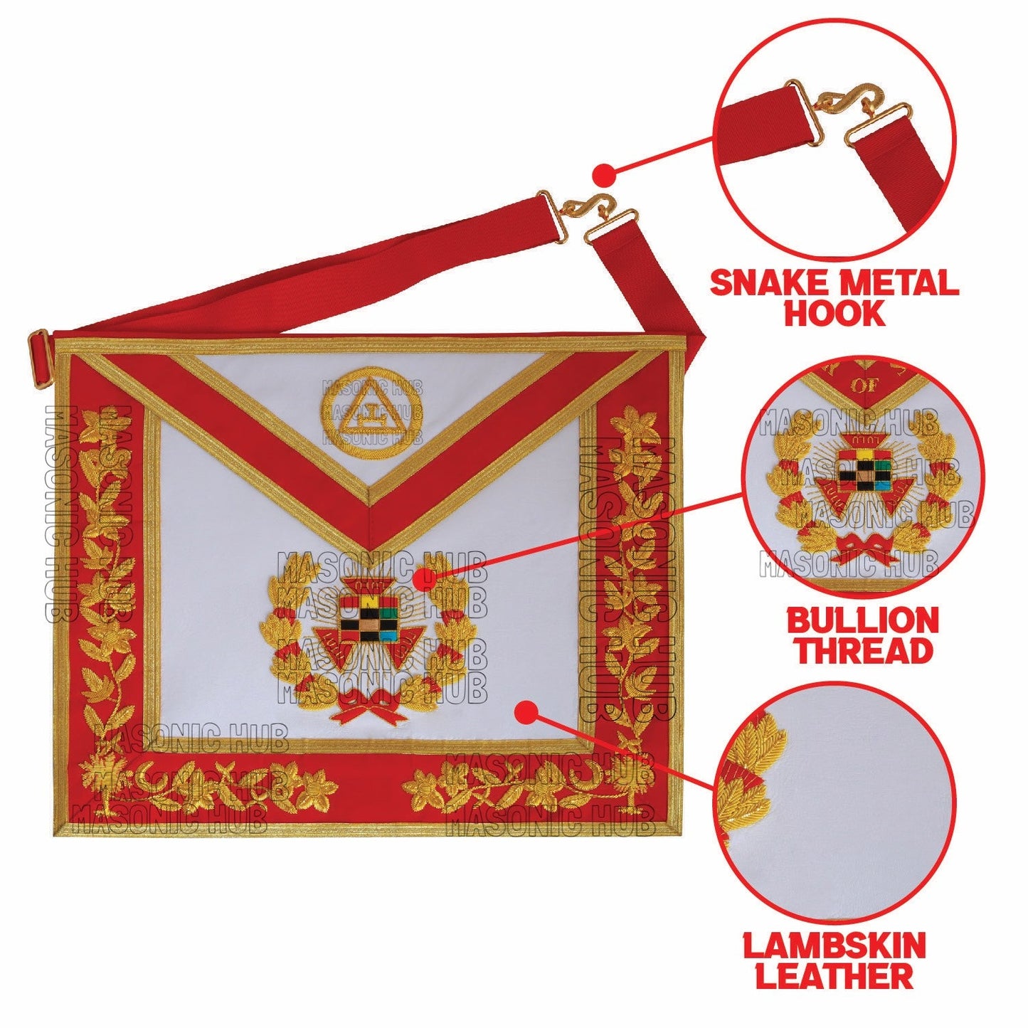 Luxury Handmade Lambskin Apron | Royal Arch Past High Priest (PHP) Grand Chapter