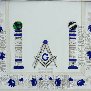 Master Mason Masonic Regalia Lambskin Apron & Chain Collar - Hand Embroidered My Store