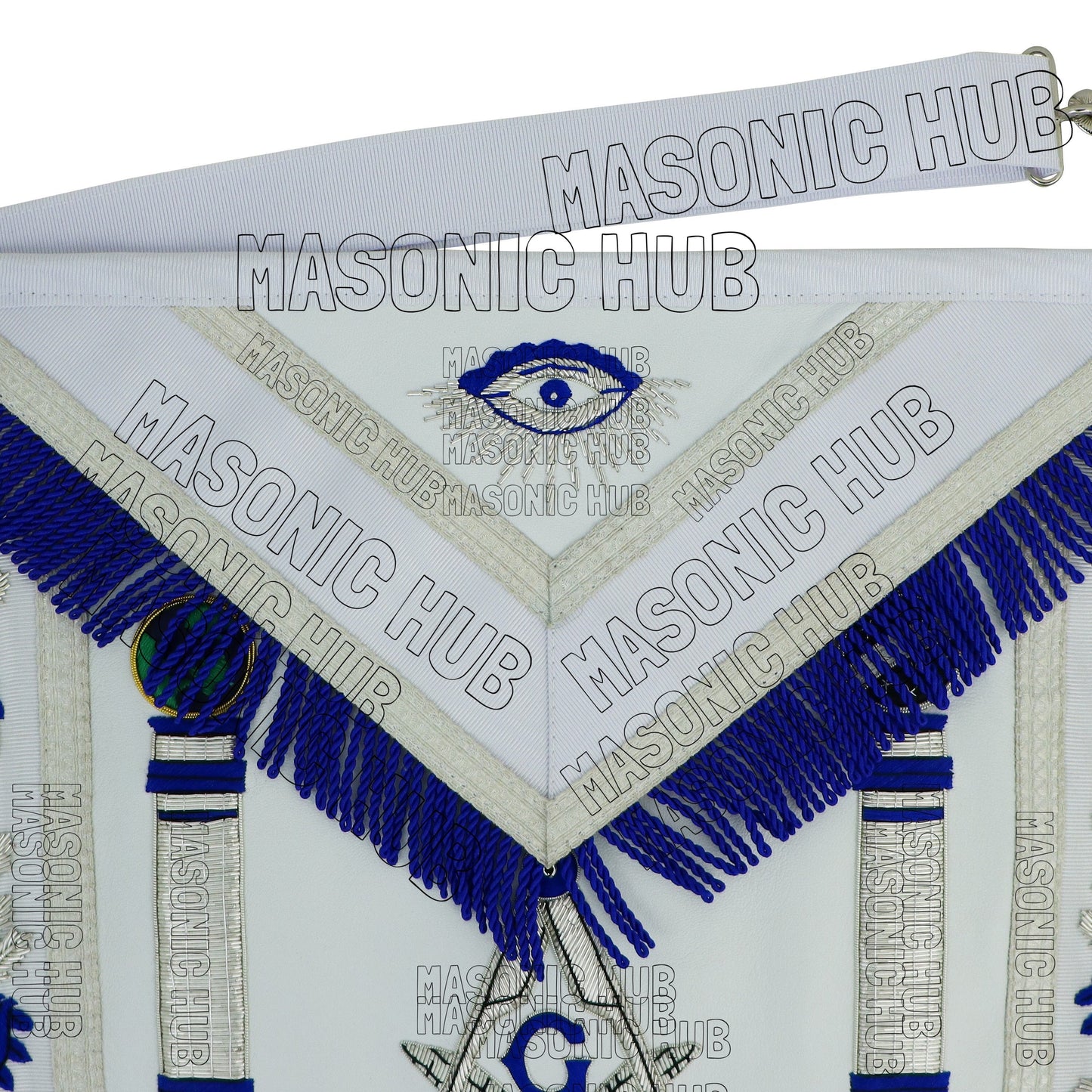 Master Mason Masonic Regalia Lambskin Apron & Chain Collar - Hand Embroidered