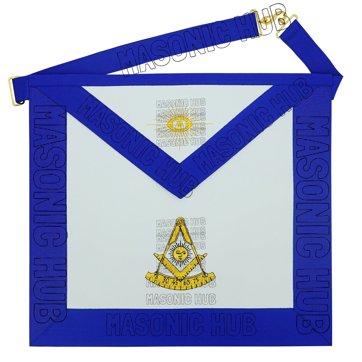 Past Master Masonic Apron – White Synthetic Leather with Embroidered Emblem