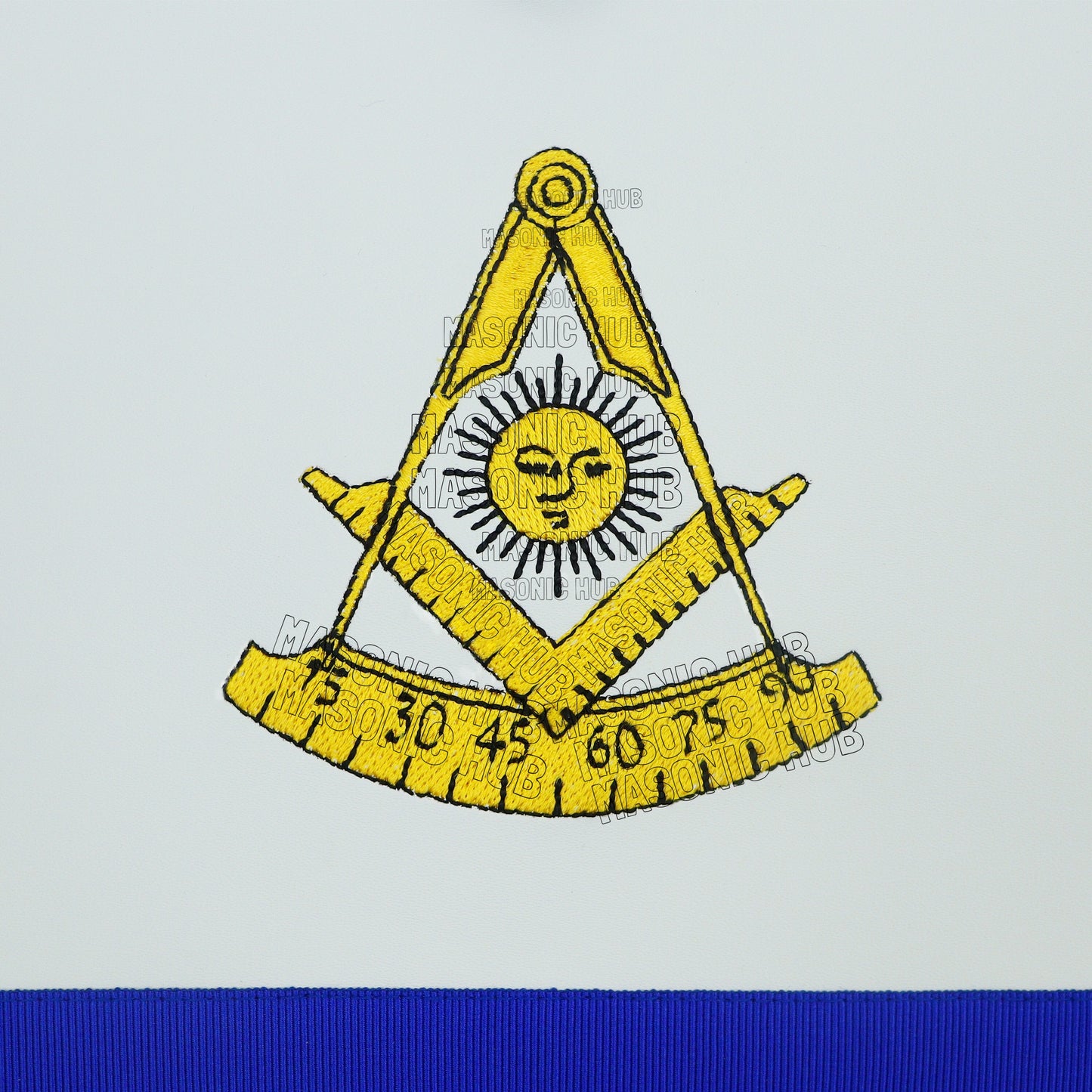 Past Master Masonic Apron – White Synthetic Leather with Embroidered Emblem