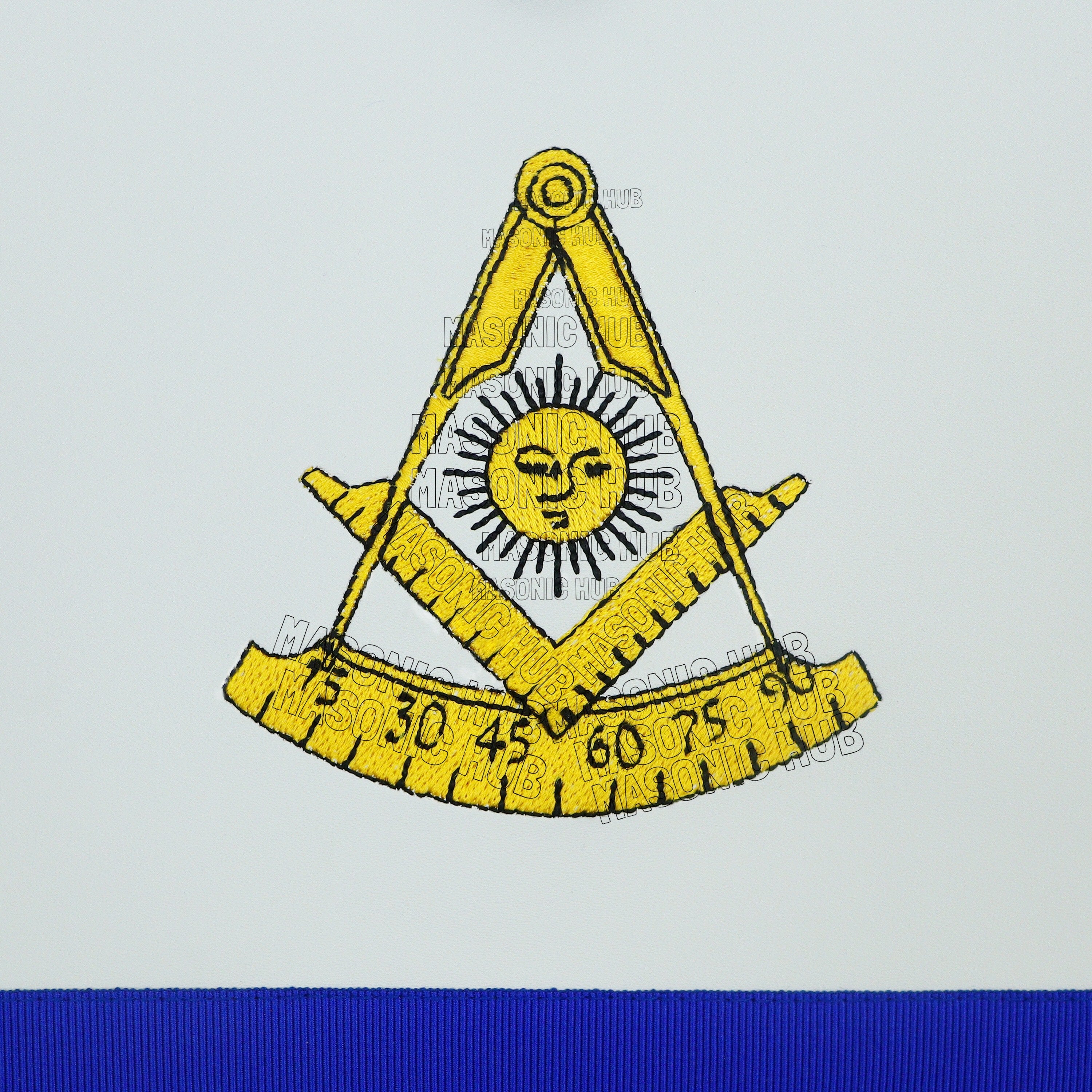 Past Master Masonic Apron – White Synthetic Leather with Embroidered Emblem Masonic Hub