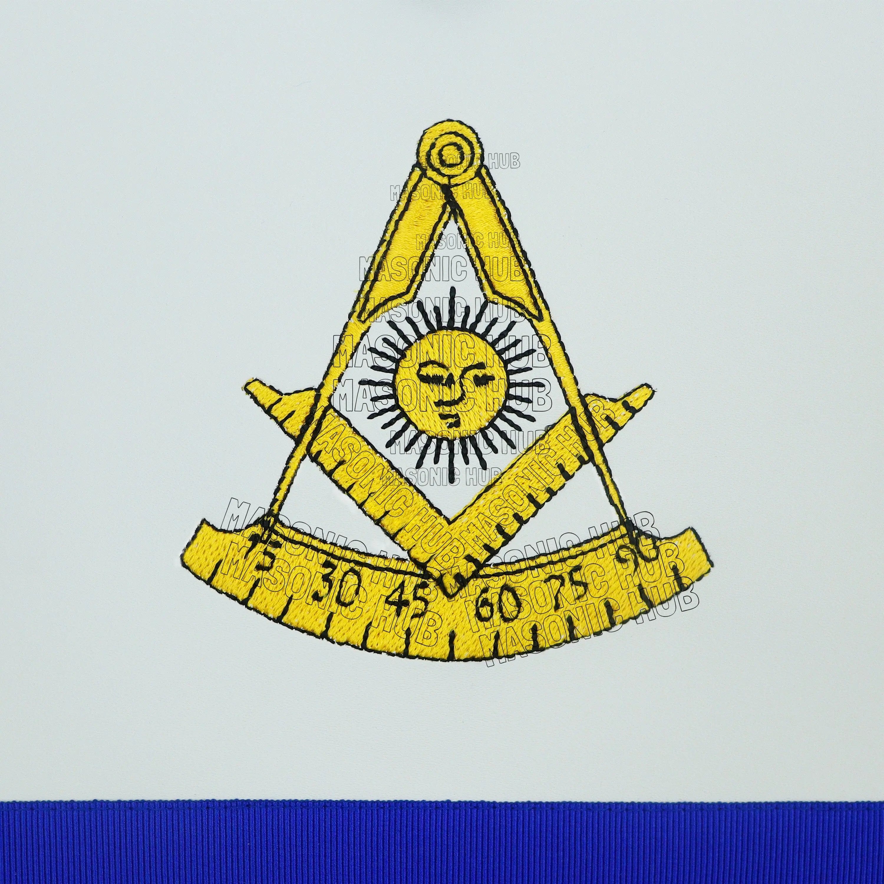 Past Master Masonic Apron – White Synthetic Leather with Embroidered Emblem Masonic Hub