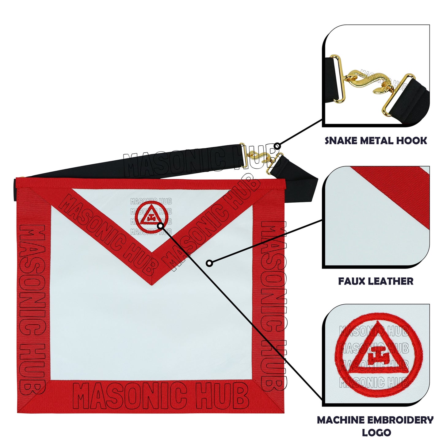 Handcrafted 100% Lambskin Masonic Royal Arch Apron – Hand-Embroidered with Silk Threads