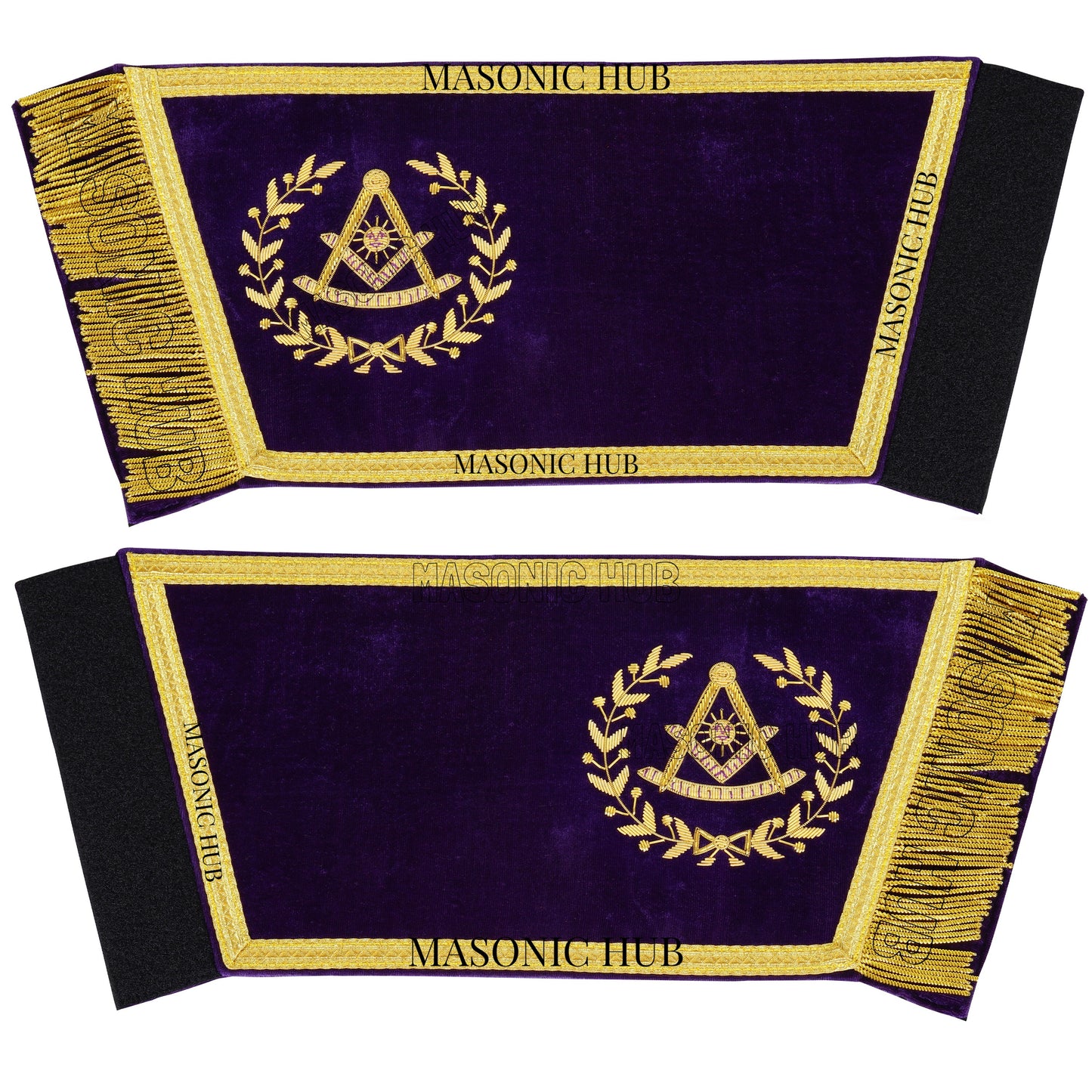 Masonic Grand Past Master Purple Gauntlets Cuffs Gold Bullions Threads Fringe