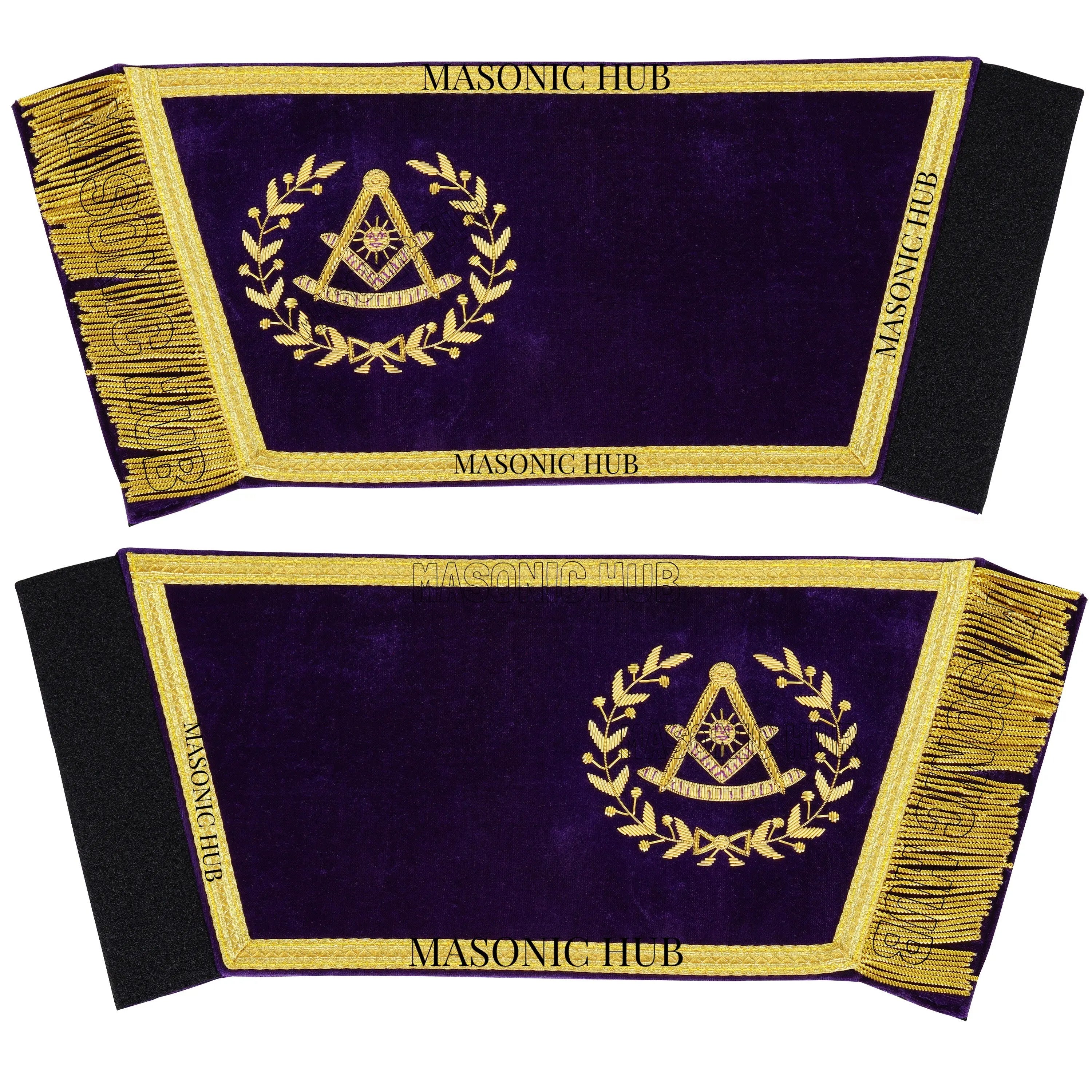 Masonic Grand Past Master Purple Gauntlets Cuffs Gold Bullions Threads Fringe Masonic Hub