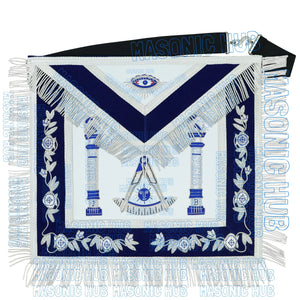 Masonic Past Master Lambskin Apron Compass & Quadrant, Hand-Embroidered Regalia My Store
