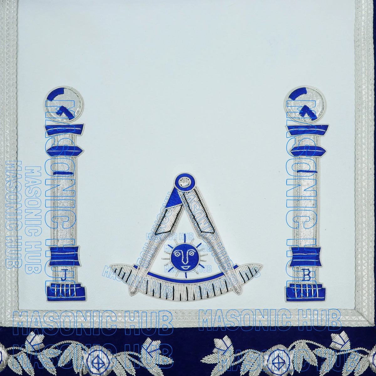 Masonic Past Master Lambskin Apron Compass & Quadrant, Hand-Embroidered Regalia My Store