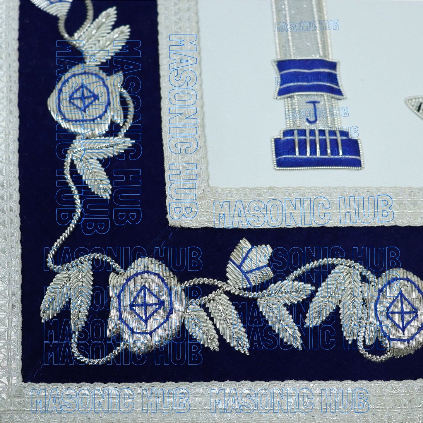 Masonic Past Master Lambskin Apron Compass & Quadrant, Hand-Embroidered Regalia