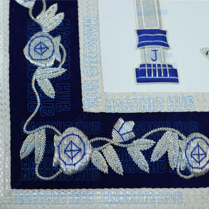 Masonic Past Master Lambskin Apron Compass & Quadrant, Hand-Embroidered Regalia My Store