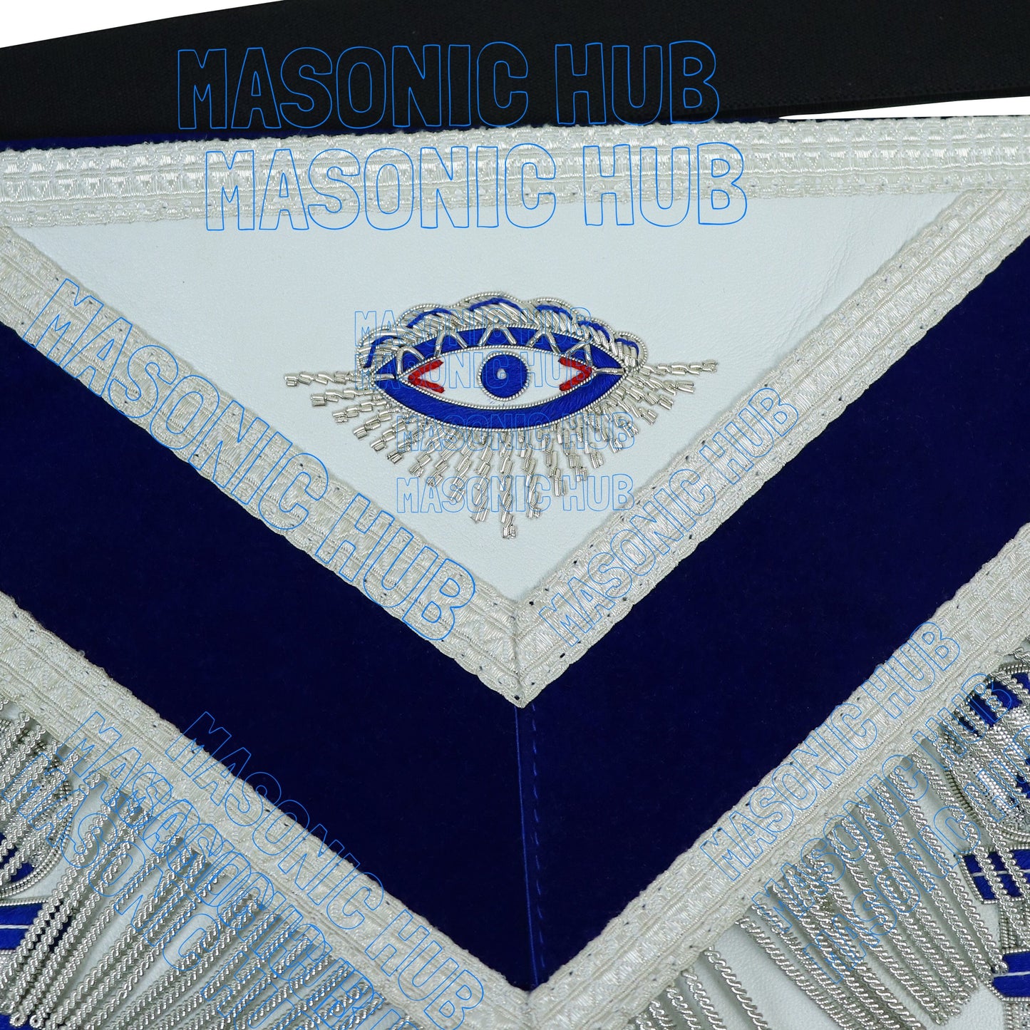 Masonic Past Master Lambskin Apron Compass & Quadrant, Hand-Embroidered Regalia