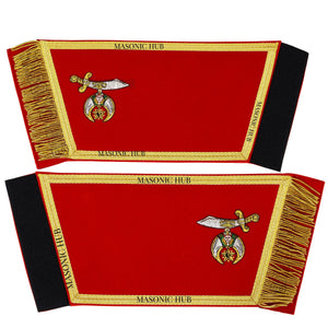 MASONIC SHRINER RED GAUNTLETS CUFFS SHRINERS BULLION HAND EMBROIDERED FRINGE SET Masonic Hub