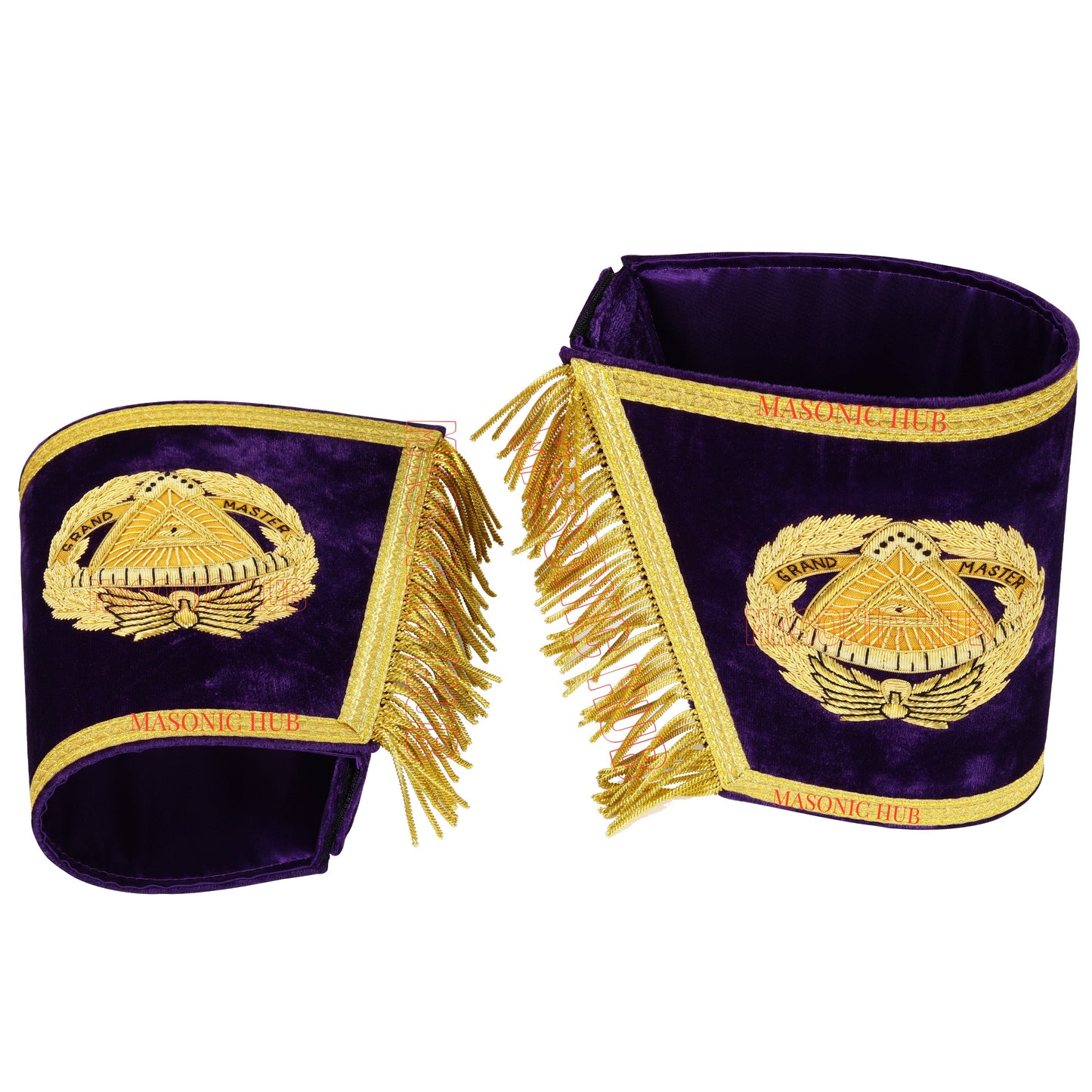 Handcrafted Masonic Grand Master Gauntlet Cuffs – Embroidered with Fringe