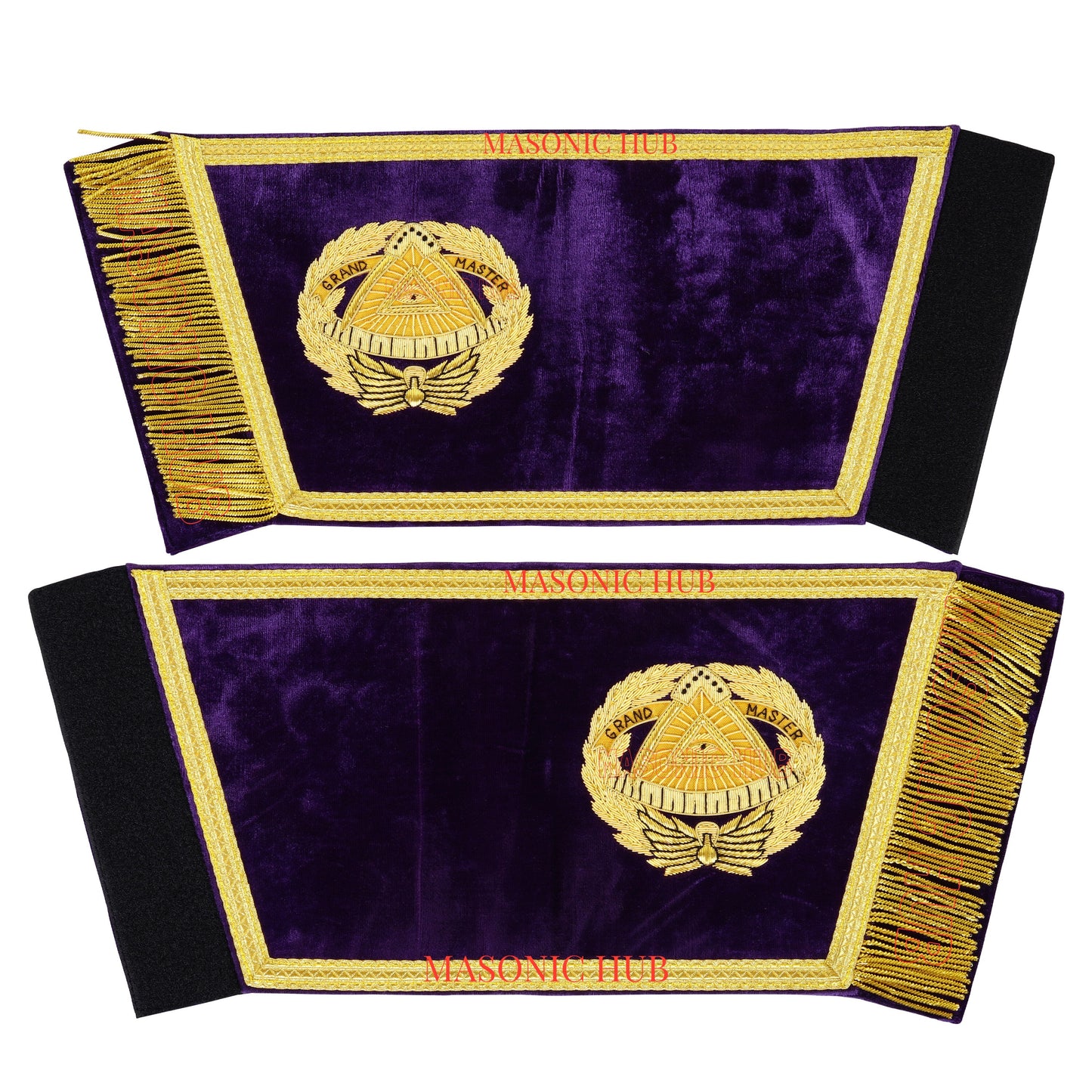 Handcrafted Masonic Grand Master Gauntlet Cuffs – Embroidered with Fringe