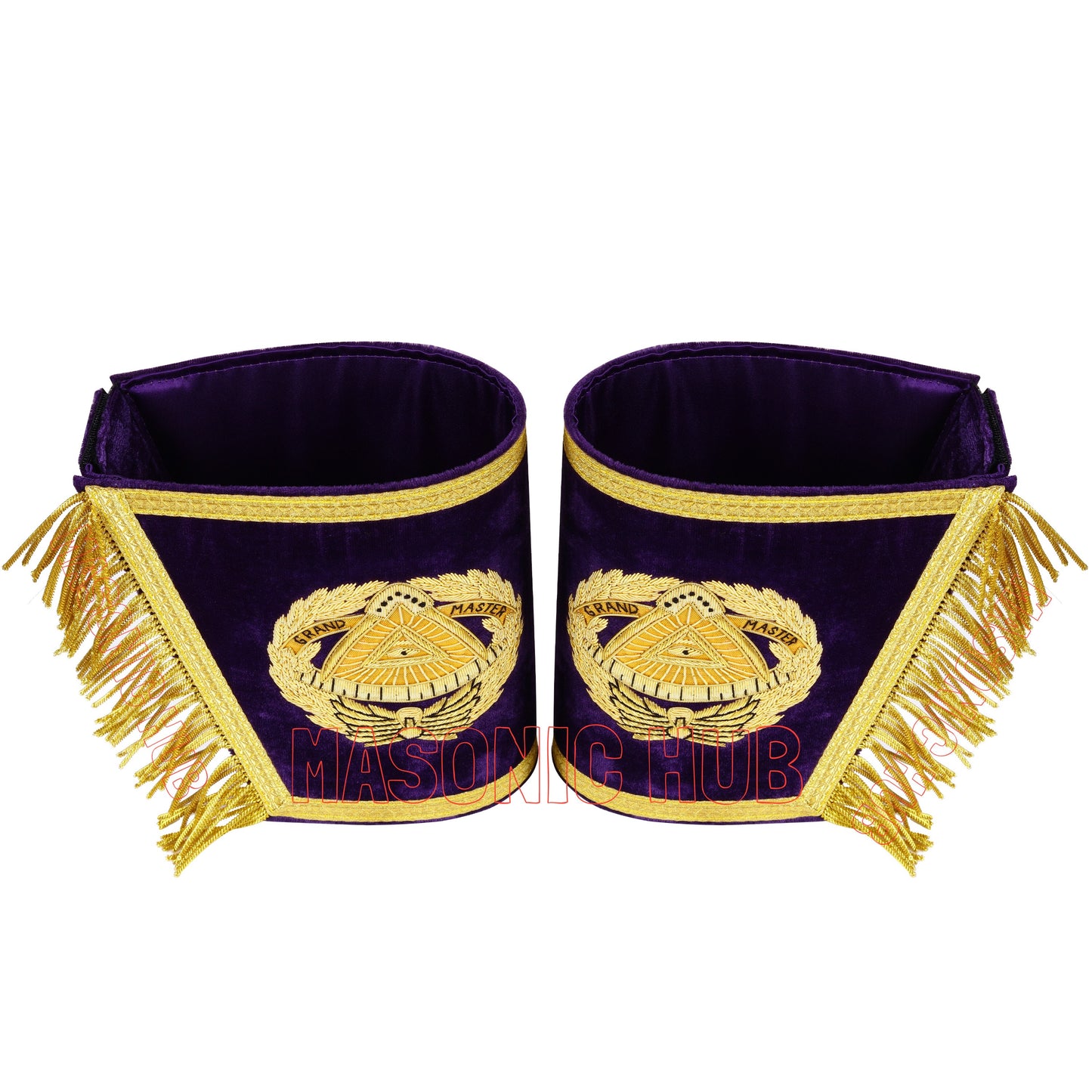Handcrafted Masonic Grand Master Gauntlet Cuffs – Embroidered with Fringe