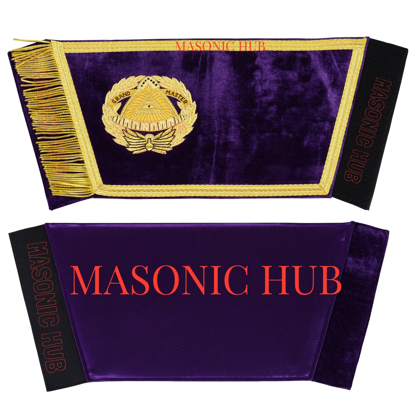 Handcrafted Masonic Grand Master Gauntlet Cuffs – Embroidered with Fringe