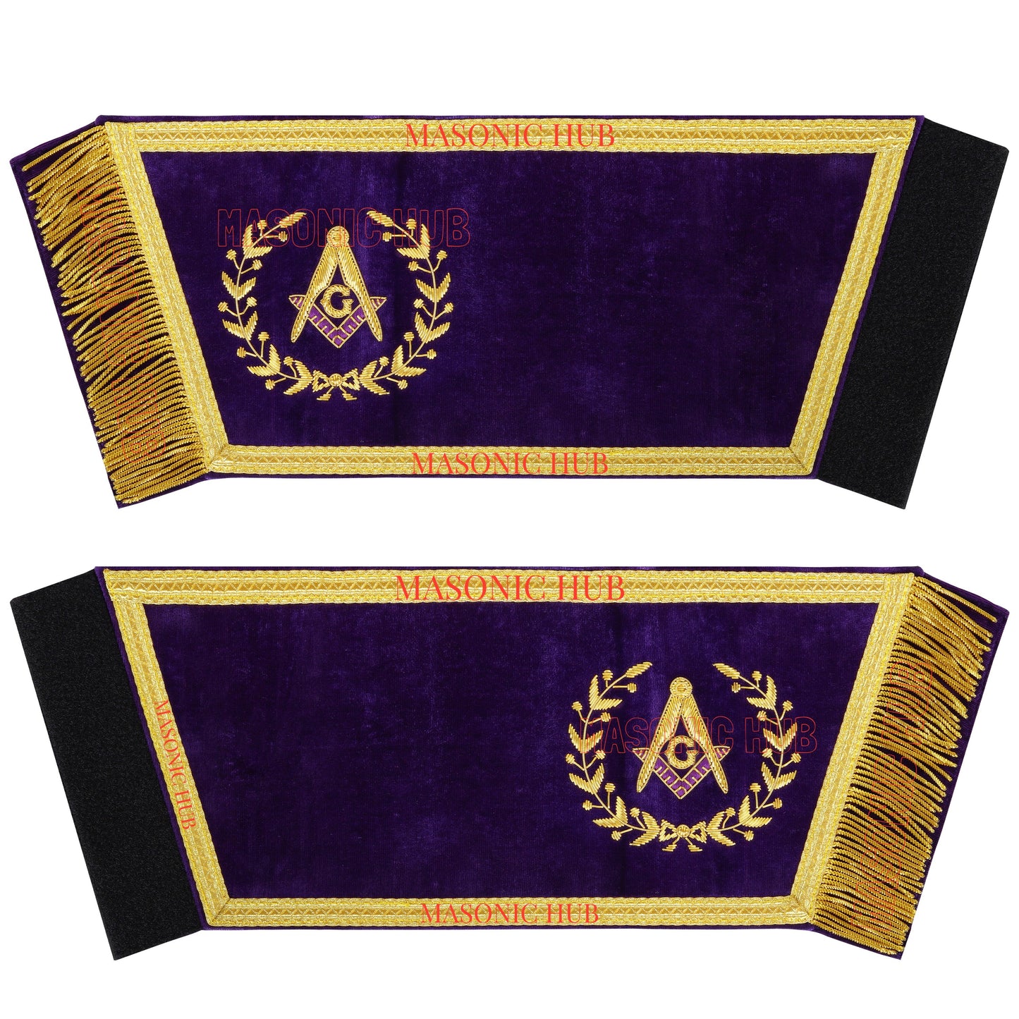 Masonic Grand Lodge Master Mason Gauntlet Cuffs – Handcrafted with Gold Bullion Embroidery