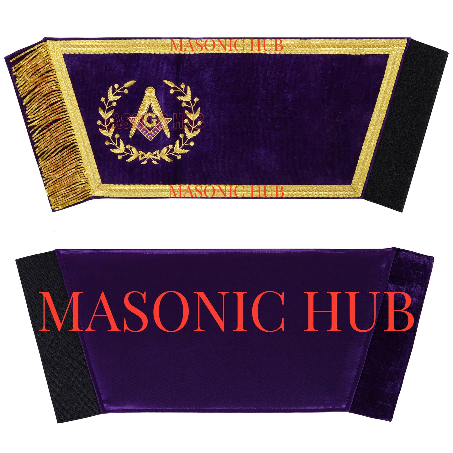 Masonic Grand Lodge Master Mason Gauntlet Cuffs – Handcrafted with Gold Bullion Embroidery