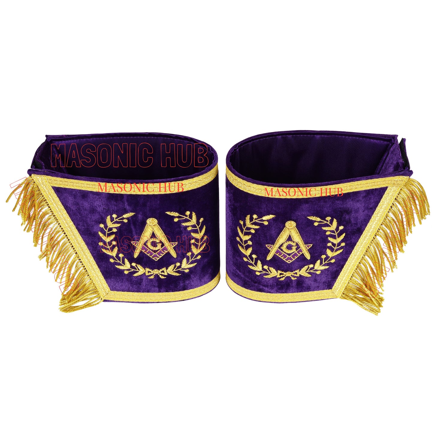 Masonic Grand Lodge Master Mason Gauntlet Cuffs – Handcrafted with Gold Bullion Embroidery