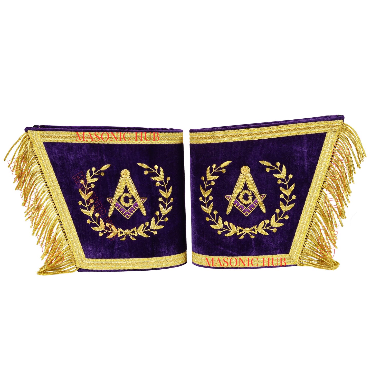 Masonic Grand Lodge Master Mason Gauntlet Cuffs – Handcrafted with Gold Bullion Embroidery